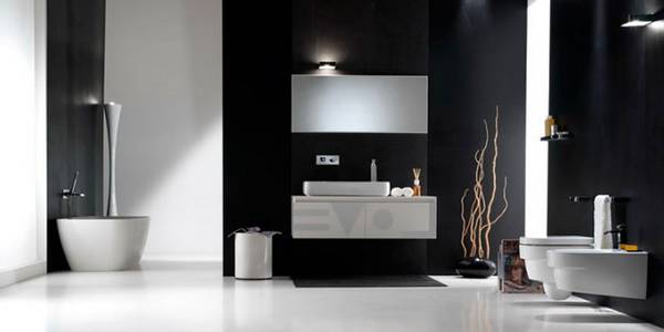 Черно-белая ванная комната  дизайн, фото с фото