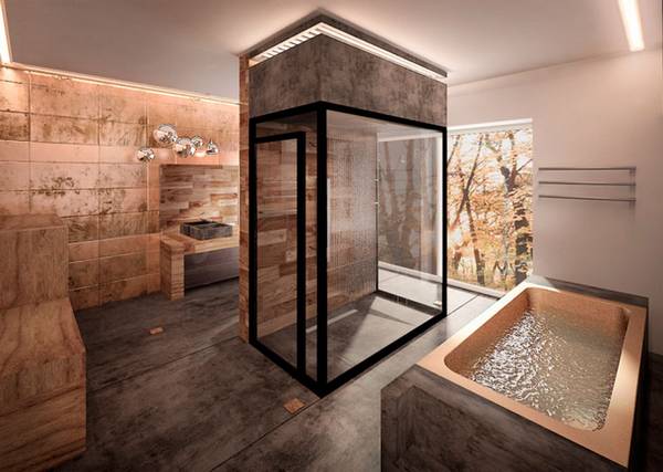 Современный минимализм ванной комнаты с фото